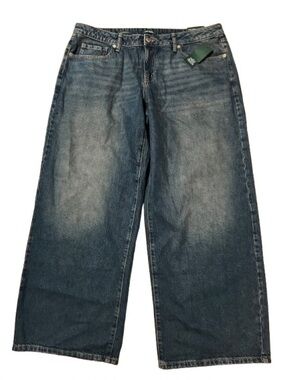NWT Wild Fable Low Rise Baggy Jean Wide Leg Rigid Denim Blue Jeans Size 16